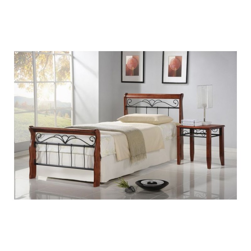 Łóżko VARESE jednoosobowe 90x200cm czereśnia ant./czarny