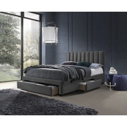 Łóżko eleganckie tapicerowane IMPERIA 160x200 z szufladami szare