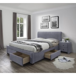 Łóżko tapicerowane 160x200 MATERA z szufladami szare