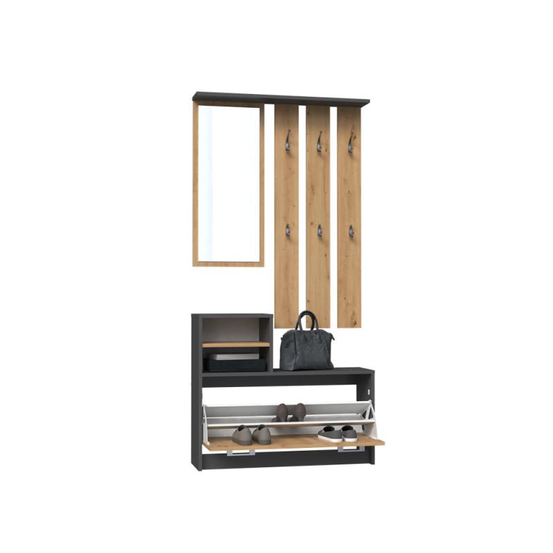 GARDEROBA - ANTRACYT/ DĄB ARTISAN