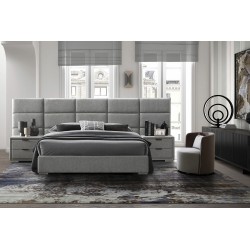 Łóżko tapicerowane nowoczesne LUKKA 160x200 z dużym zagłówkiem szare
