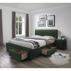 Łóżko tapicerowane 160x200 MATERA z szufladami ciemna zieleń