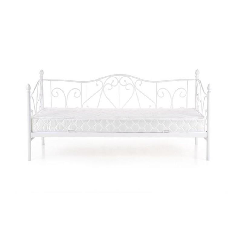 Łóżko SORA 90x200 z metalowymi akcentami białe