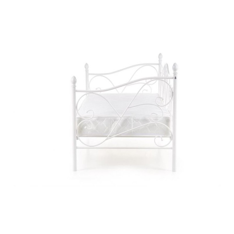 Łóżko SORA 90x200 z metalowymi akcentami białe