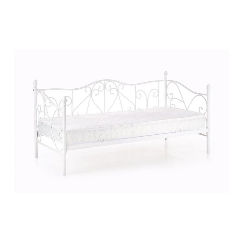 Łóżko SORA 90x200 z metalowymi akcentami białe