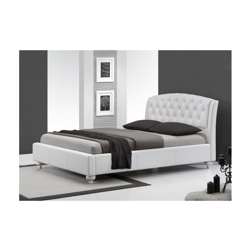 Łóżko pikowane TERAMO 160x200 białe ekoskóra