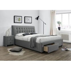 Łóżko tapicerowane PRATO 160x200 z szufladami szare