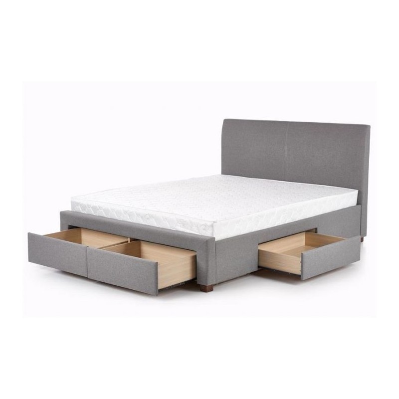 Łóżko tapicerowane 160x200 MARSALA z szufladami szare
