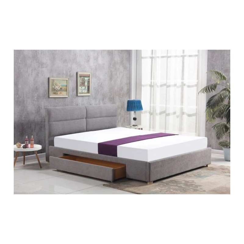 Łóżko tapicerowane MEDIOLAN 160x200 z szufladą szare