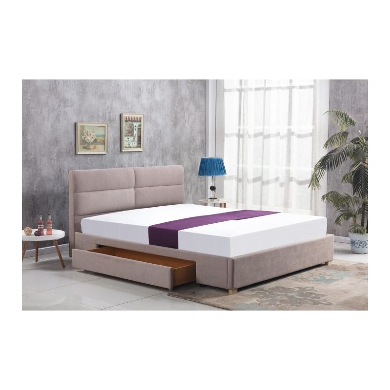 Łóżko tapicerowane MEDIOLAN 160x200 z szufladą beżowe