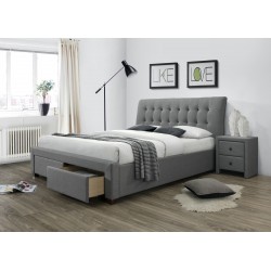 Łóżko tapicerowane PRATO 160x200 z szufladami szare