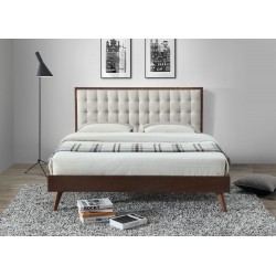 Łóżko klasyczne RAWENNA 160x200 beżowe/orzech