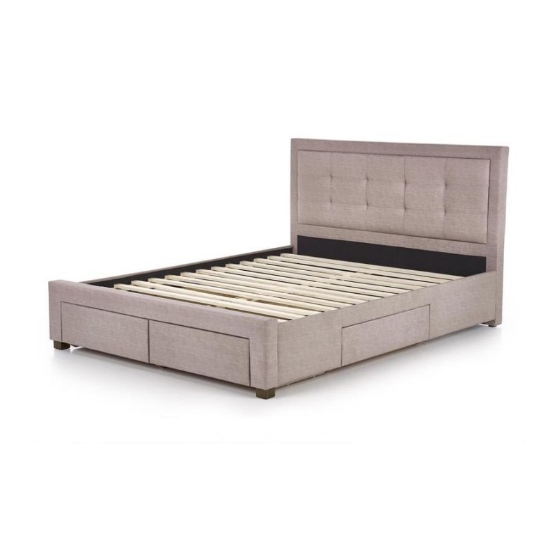 Łóżko tapicerowane EMPOLI 160x200 z szufladami beżowe