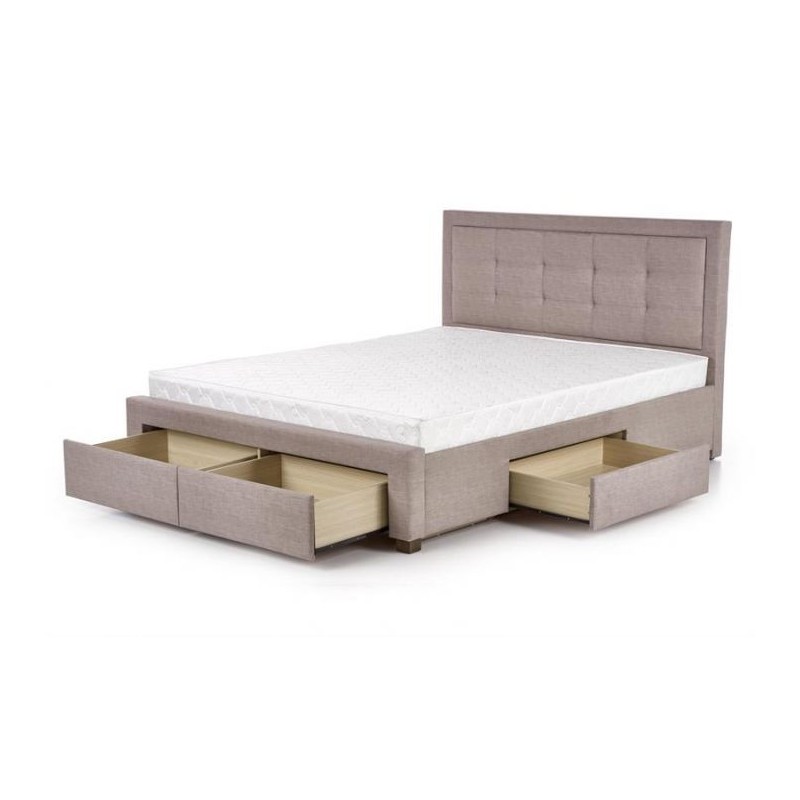 Łóżko tapicerowane EMPOLI 160x200 z szufladami beżowe