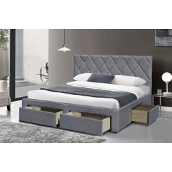 Łóżko pikowane BIELLA 160x200 z szufladami szare