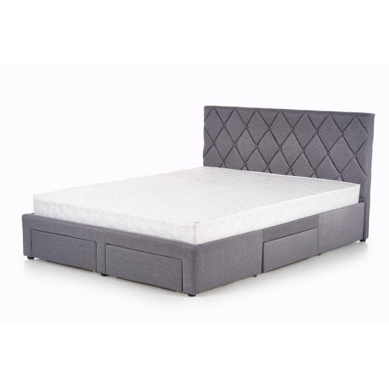 Łóżko pikowane BIELLA 160x200 z szufladami szare