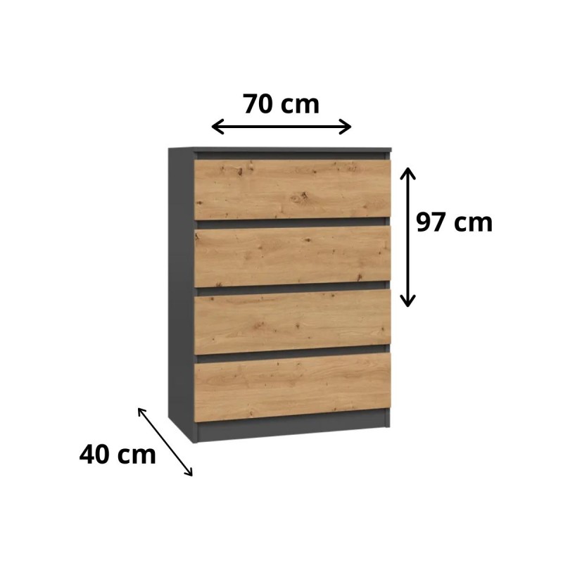 KOMODA MISTY M4 70 cm - ANTRACYT / ARTISAN