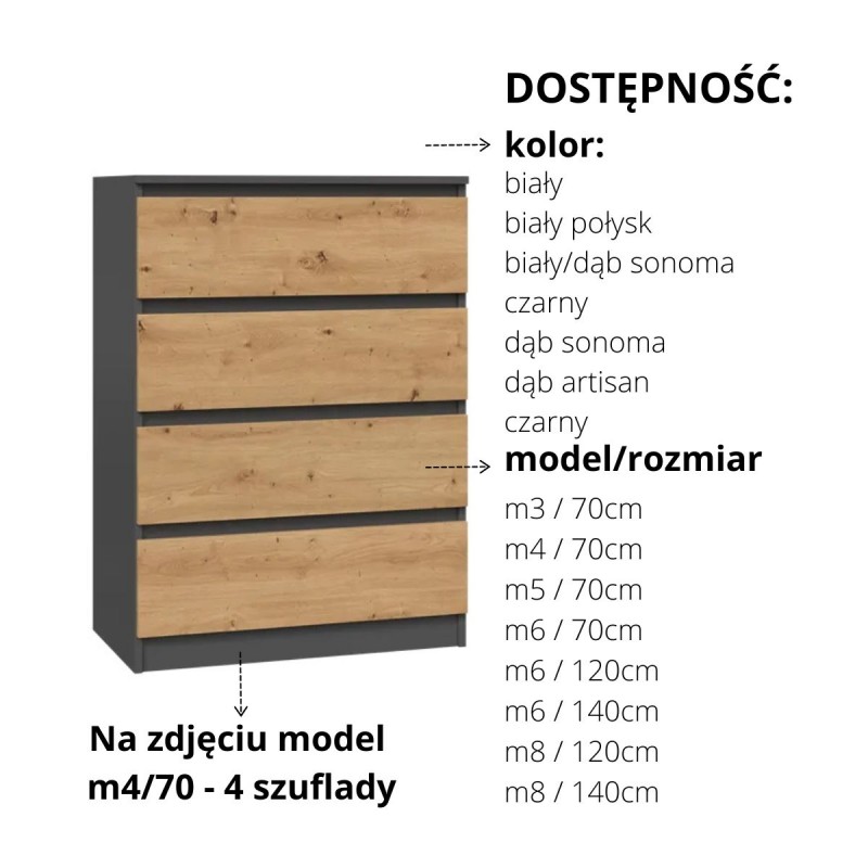 KOMODA MISTY M4 70 cm - ANTRACYT / ARTISAN
