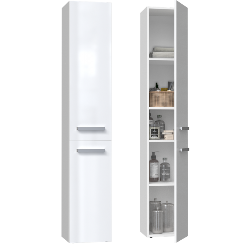 SZAFKA ŁAZIENKOWA REGAŁ SŁUPEK NEL II BIAŁY POŁYSK