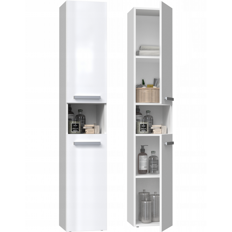 SZAFKA ŁAZIENKOWA REGAŁ SŁUPEK NEL I BIAŁY POŁYSK