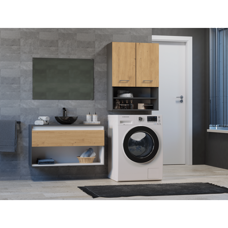 SZAFKA NAD PRALKE POLA MINI DK ANTRACYT - DĄB ARTISAN