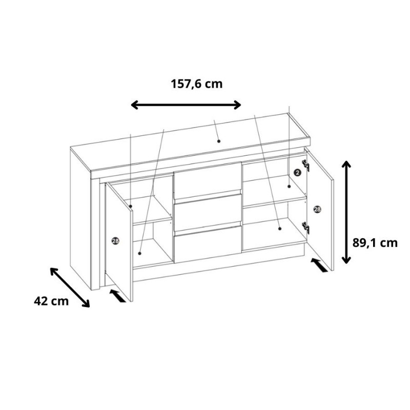 Komoda Lyon jasny Typ LYOK01 2D - 3S