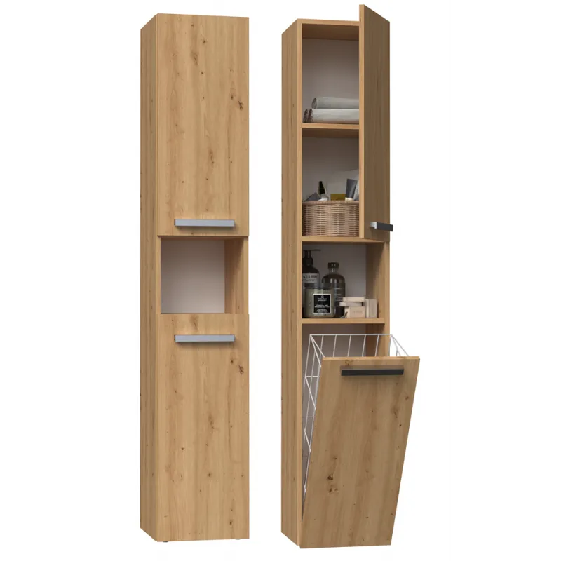 SZAFKA ŁAZIENKOWA REGAŁ SŁUPEK KOSZ NEL III DĄB ARTISAN