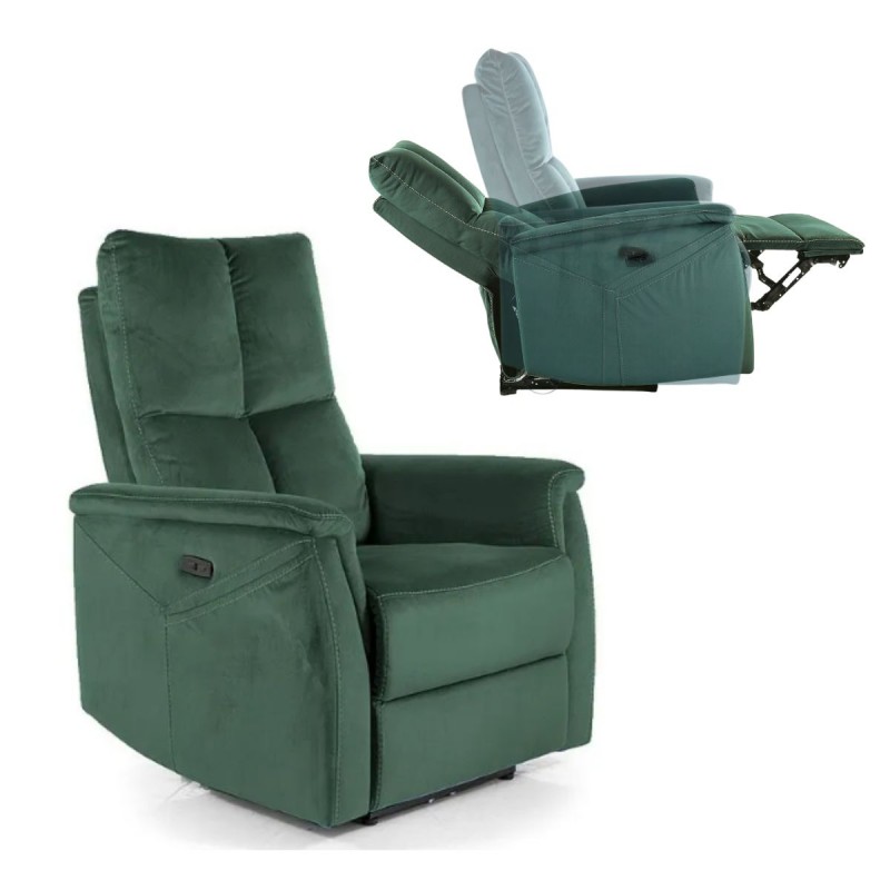 FOTEL ROZKŁADANY NEPTUN M (FUNKCJA MASAŻU) VELVET ZIELONY