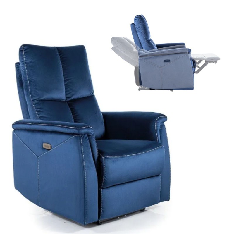 FOTEL ROZKŁADANY NEPTUN VELVET GRANATOWY BLUVEL 86