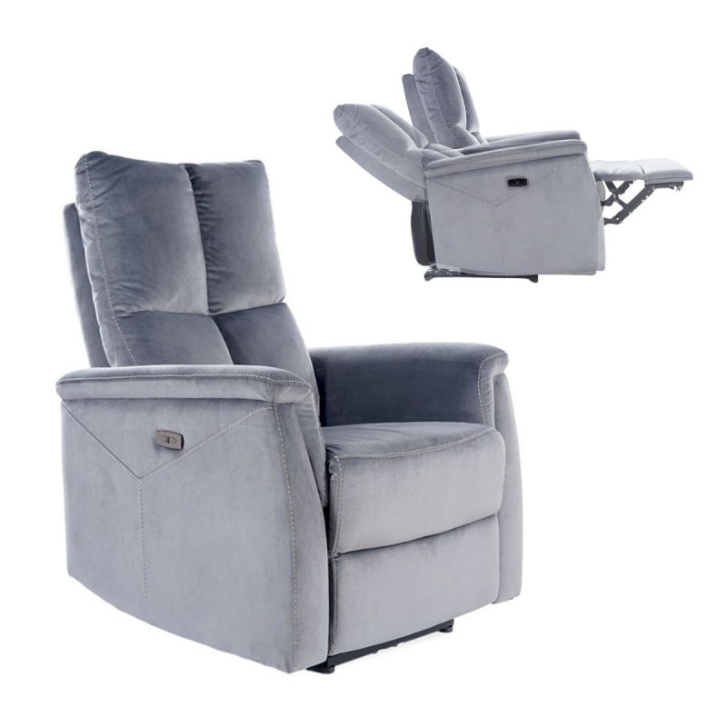 FOTEL ROZKŁADANY NEPTUN VELVET SZARY BLUVEL 14