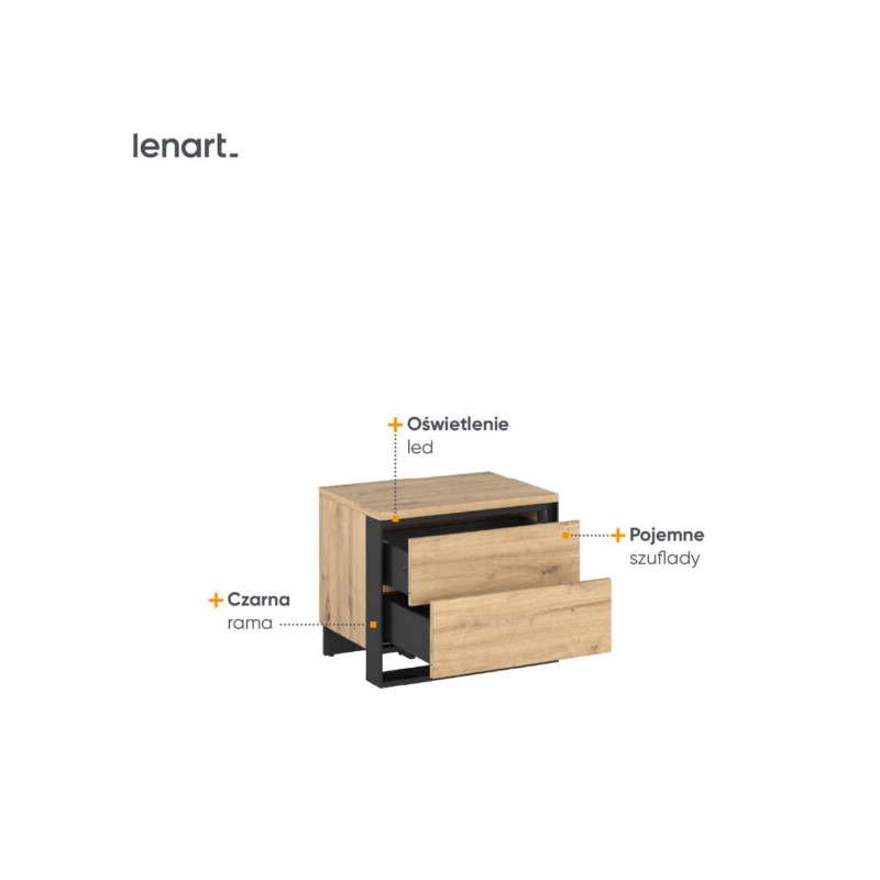 Stolik nocny z oświetleniem Quant QS-03 Lenart Kolekcja Quant