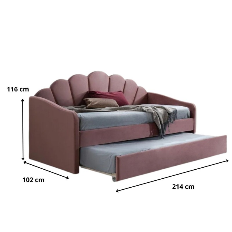 ŁÓŻKO BELLA VELVET 90X200 ANTYCZNY RÓŻ 52