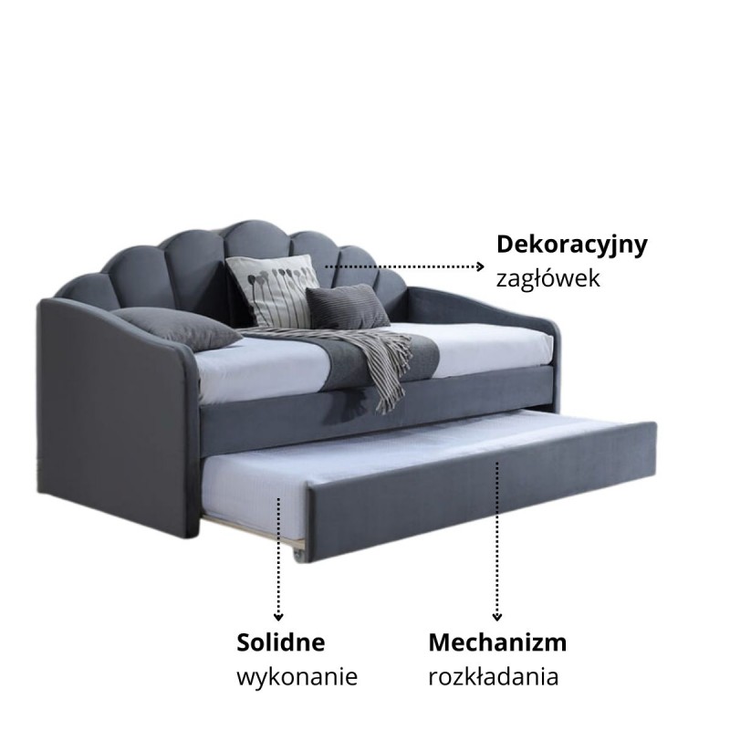 ŁÓŻKO BELLA VELVET 90X200 SZARY BLUVEL 14