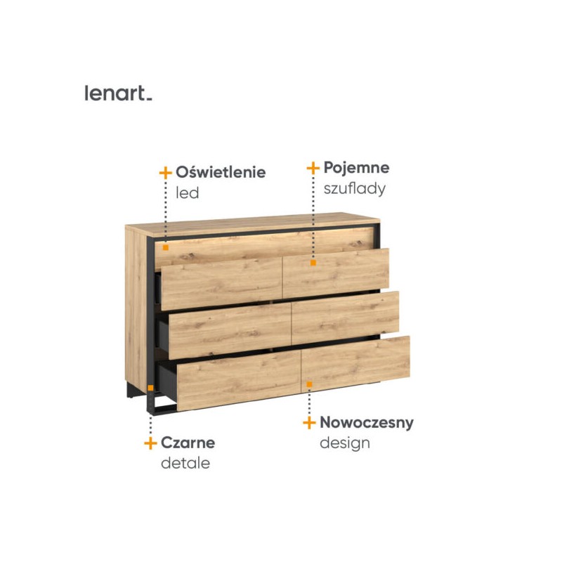 Komoda z oświetleniem Quant QS-04 Lenart Kolekcja Quant