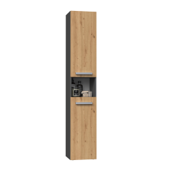 SZAFKA ŁAZIENKOWA REGAŁ SŁUPEK KOSZ NEL III ANTRACYT DĄB ARTISAN SZAFKA ŁAZIENKOWA REGAŁ SŁUPEK KOSZ NEL III ANTRACYT DĄB ARTISAN