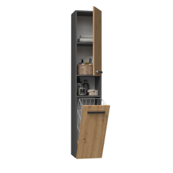 SZAFKA ŁAZIENKOWA REGAŁ SŁUPEK KOSZ NEL III ANTRACYT DĄB ARTISAN SZAFKA ŁAZIENKOWA REGAŁ SŁUPEK KOSZ NEL III ANTRACYT DĄB ARTISAN