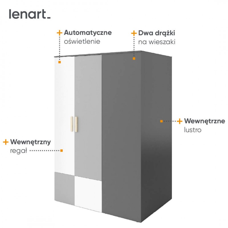 Garderoba z oświetleniem Lewa Pok PO-00L Lenart Kolekcja Pok