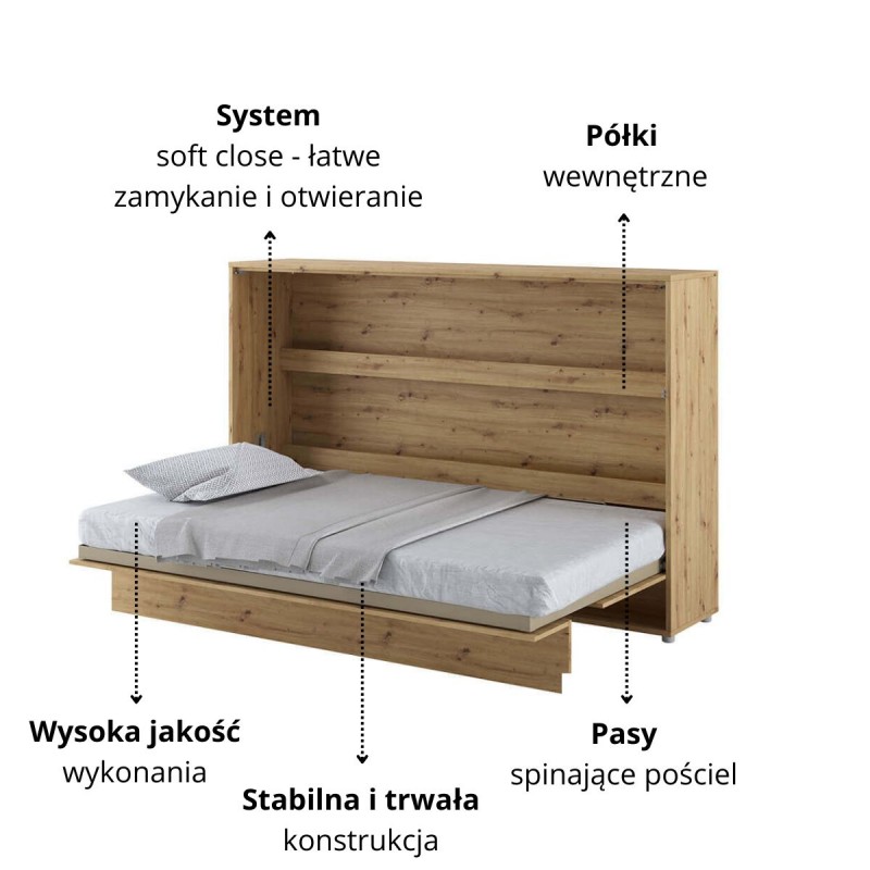 Półkotapczan Poziomy BED CONCEPT BC-06 90X200 Dąb Artisan Lenart