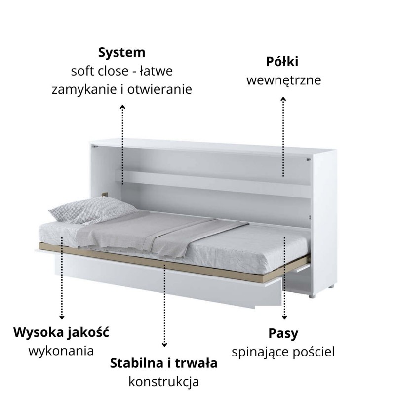 Półkotapczan Poziomy BED CONCEPT BC-06 90X200 Biały Alpejski