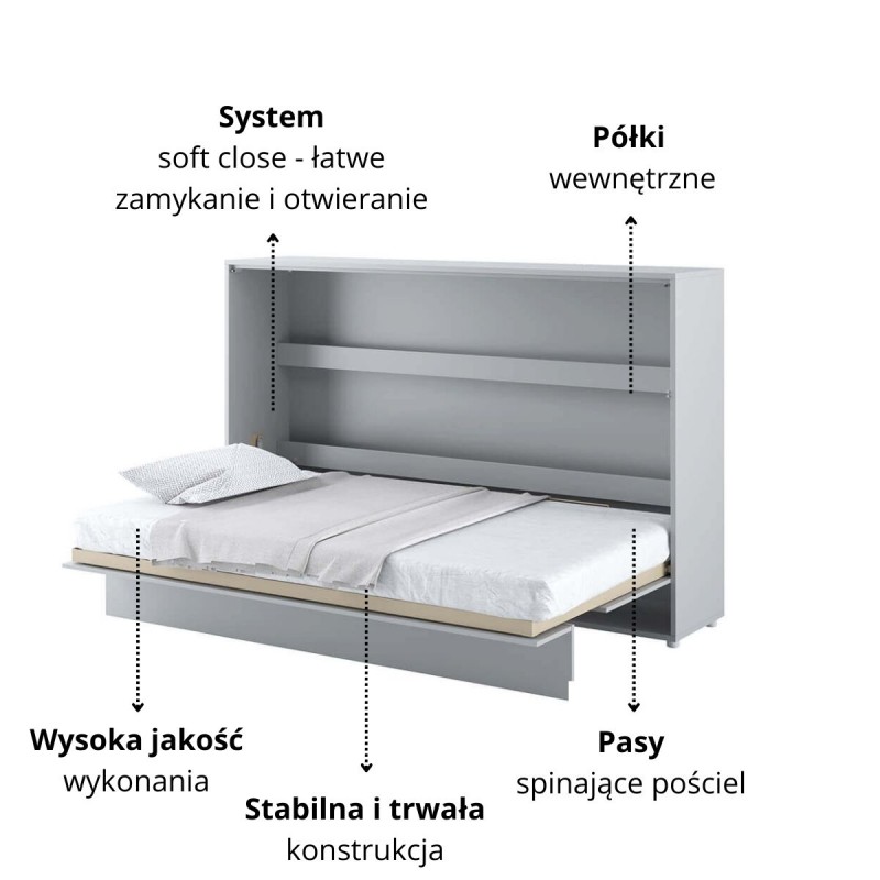 Półkotapczan Poziomy BED CONCEPT BC-06 90X200 Szary Lenart