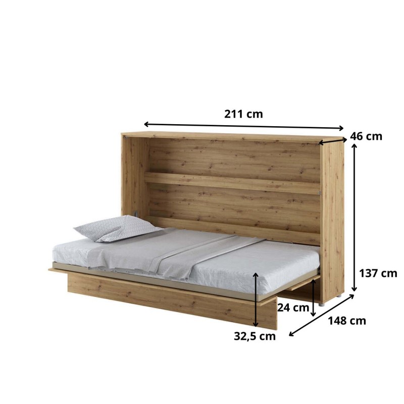 Półkotapczan Poziomy BED CONCEPT BC-05 120X200 Dąb Artisan