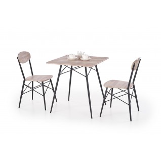 KABIR kwadrat zestaw stół + 2 krzesła dąb san remo / czarny (1p