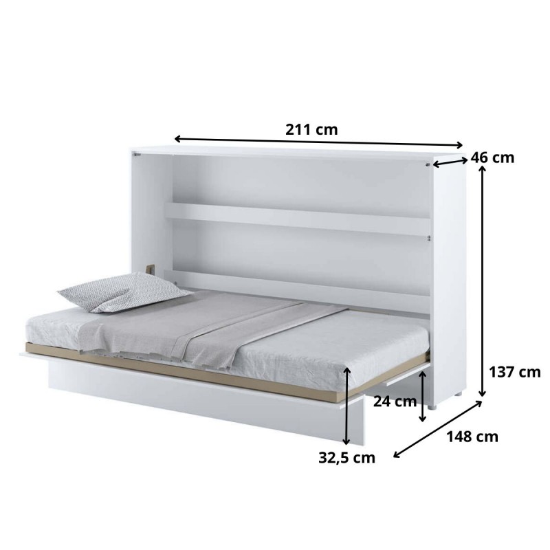 P&oacute;łkotapczan Poziomy BED CONCEPT BC-05 120X200 Biały Połysk
