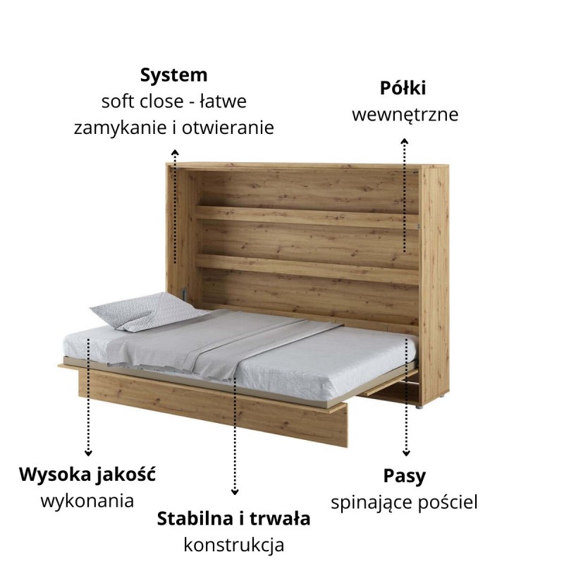 Półkotapczan Poziomy BED CONCEPT BC-04 140X200 Dąb Artisan