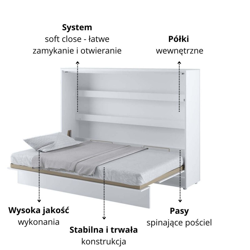 Półkotapczan Poziomy BED CONCEPT BC-04 140X200 Biały Alpejski