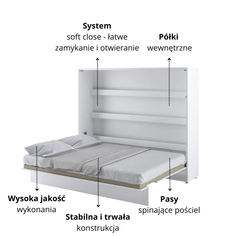 Półkotapczan Poziomy BED CONCEPT BC-14 160X200 Biały Połysk