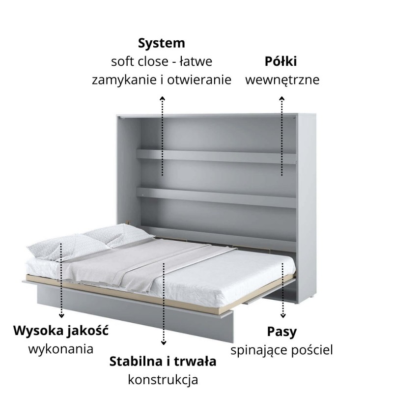 Półkotapczan Poziomy BED CONCEPT BC-14 160X200 Szary Lenart