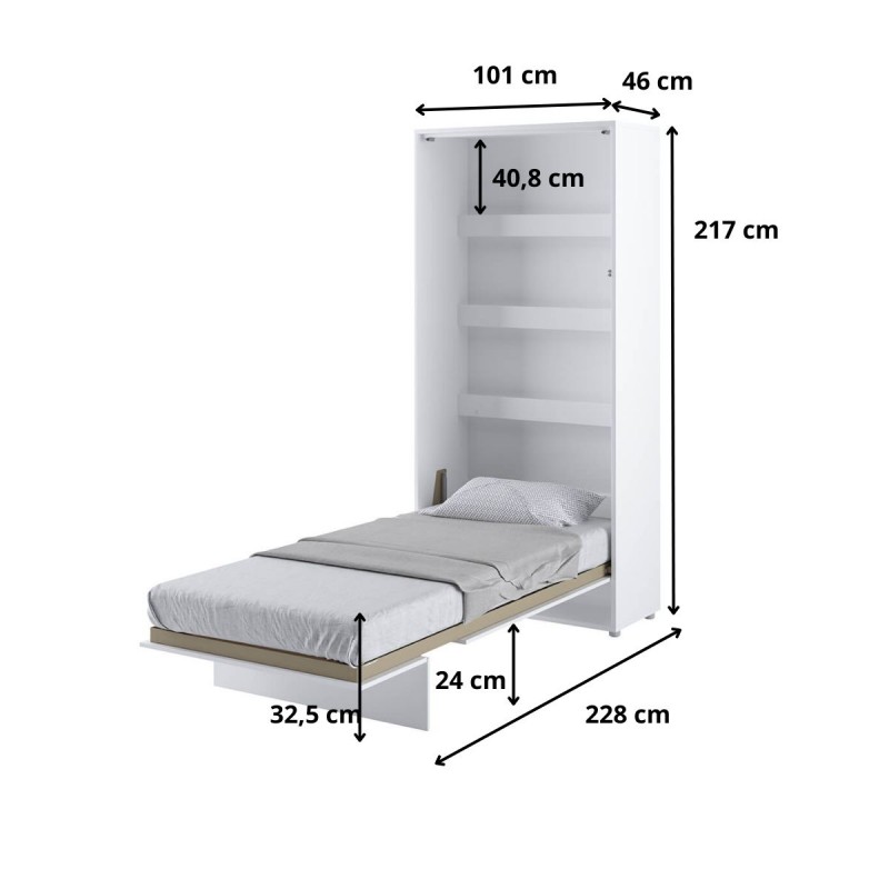P&oacute;łkotapczan Pionowy BED CONCEPT BC-03 90X200 Biały Alpejski