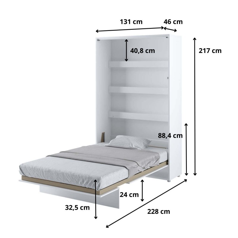 Półkotapczan Pionowy BED CONCEPT BC-02 120X200 Biały Połysk