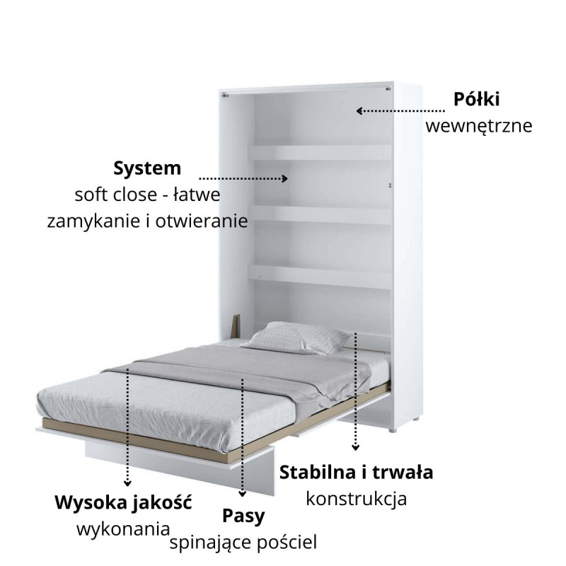 Półkotapczan Pionowy BED CONCEPT BC-02 120X200 Biały Połysk